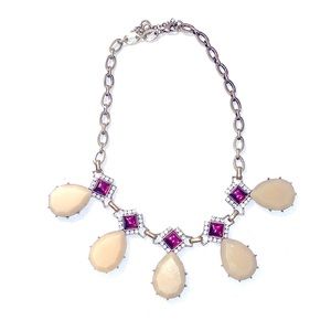 J. Crew Gold with Red and Ivory Stones Dramatic Statement Necklace